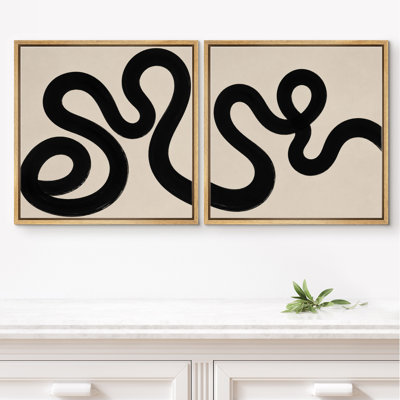 «Minimal Abstract Curved Line Art Neutral Art