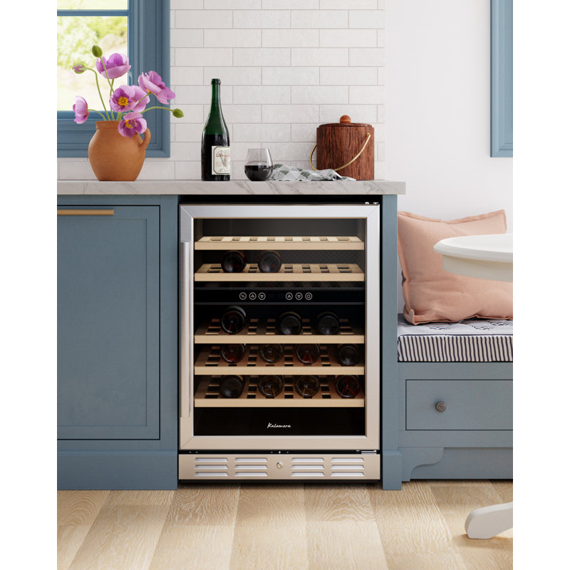 Kalamera 24" Stainless Steel Dual Zone Wine Refrigerator with LED Lighting