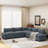 Modular Deep Gray Sectional Sofa With Durable Polyester Upholstery, Plush Cushions, Hidden Storage Compartments