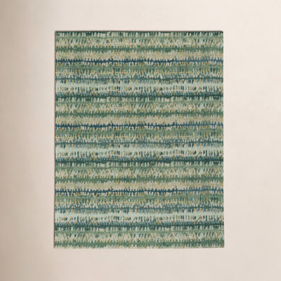 Paint Chip Moss Hand-Hooked Abstract Wool Rug