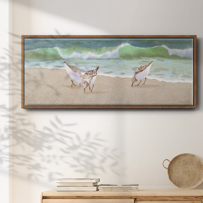 Beach Buddies, peinture sur toile encadrée, Noyer, H 12 po x l 30 po