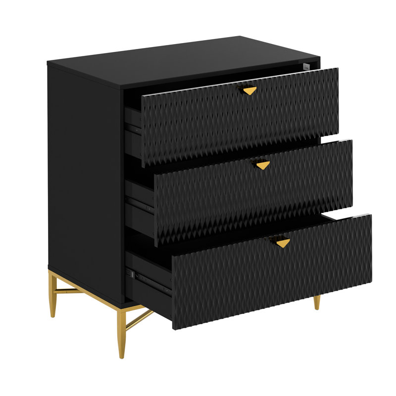 Commode en bois 3 tiroirs Sturbridge, Noir