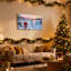 Ensemble de 3 impressions sur toile, "Christmas Santa Stands Before Frozen Waterfall Sunset"-189046545