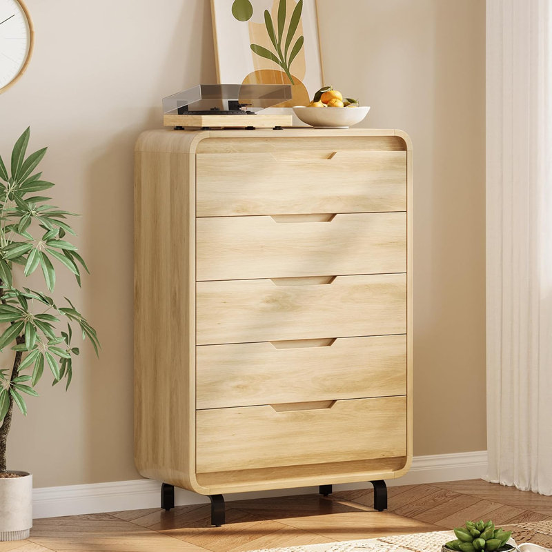 78.5cm W 5 - Drawer Chest of Drawers, Tan