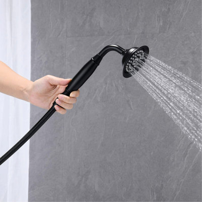 Robinet de baignoire autoportant en noir mat - Conçu pour la longévité avec un robinet de baignoire en laiton fixé au sol et une poignée de douche