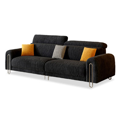 Black Chenille Modular Sofa cushion Loveseat