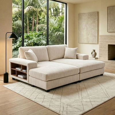 Modern Contemporary 79.5" Corduroy Solid Wood Sofa