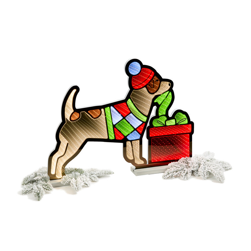 Chien avec cadeau de Noël L 24 po Ekkolight