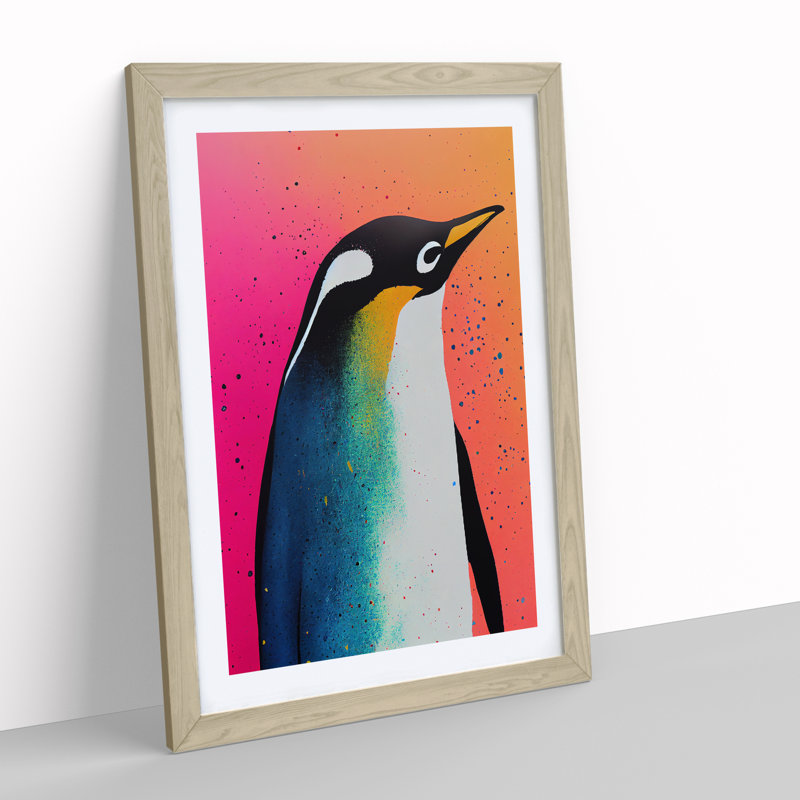 Penguin In Colour No.1 Abstract - Wall Art, 59.4cm H x 42cm W, White, canvas/paper