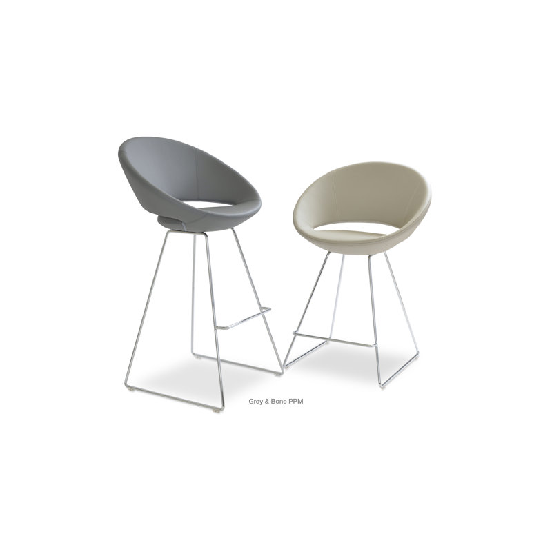 Tabouret de bar et de comptoir Crescent, Similicuir gris, Tabouret de bar (siège d'une hauteur de 29 po)