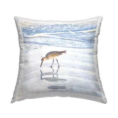 Sandpiper's Beach Reflection Outdoor Printed Pillow by Christine Zalewski