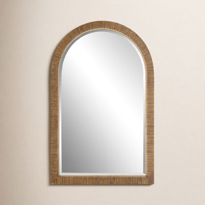 Adrianne Solid Wood / Rattan Arch Wall Mirror