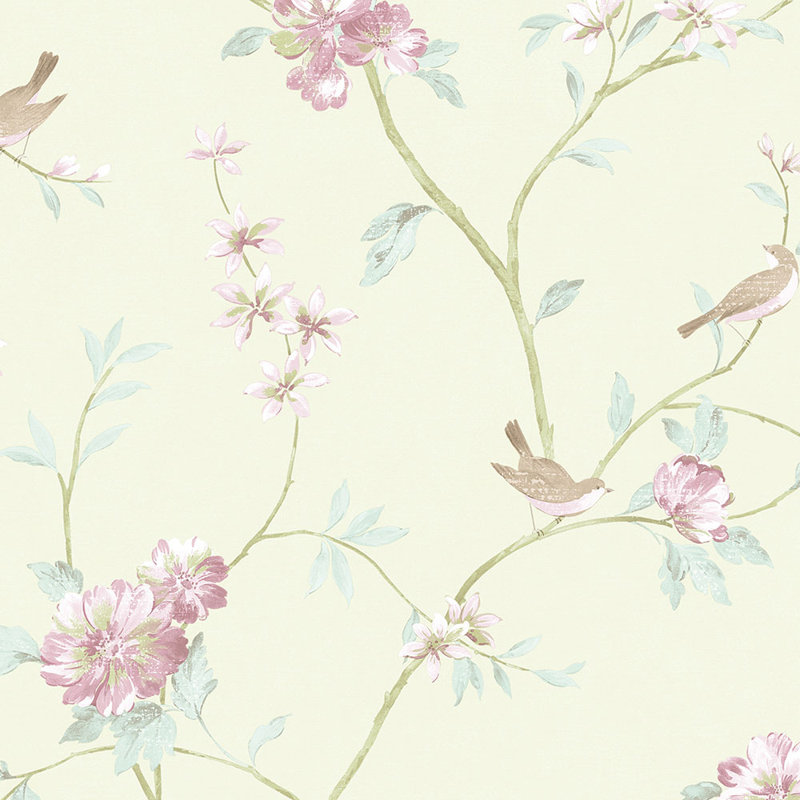 Tynan Pre-Pasted Vinyl Floral Wallpaper Roll, Green
