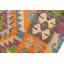 Tapis beige / bleu / orange à motif géométrique en laine tissé à plat de forme rectangulaire Elzada