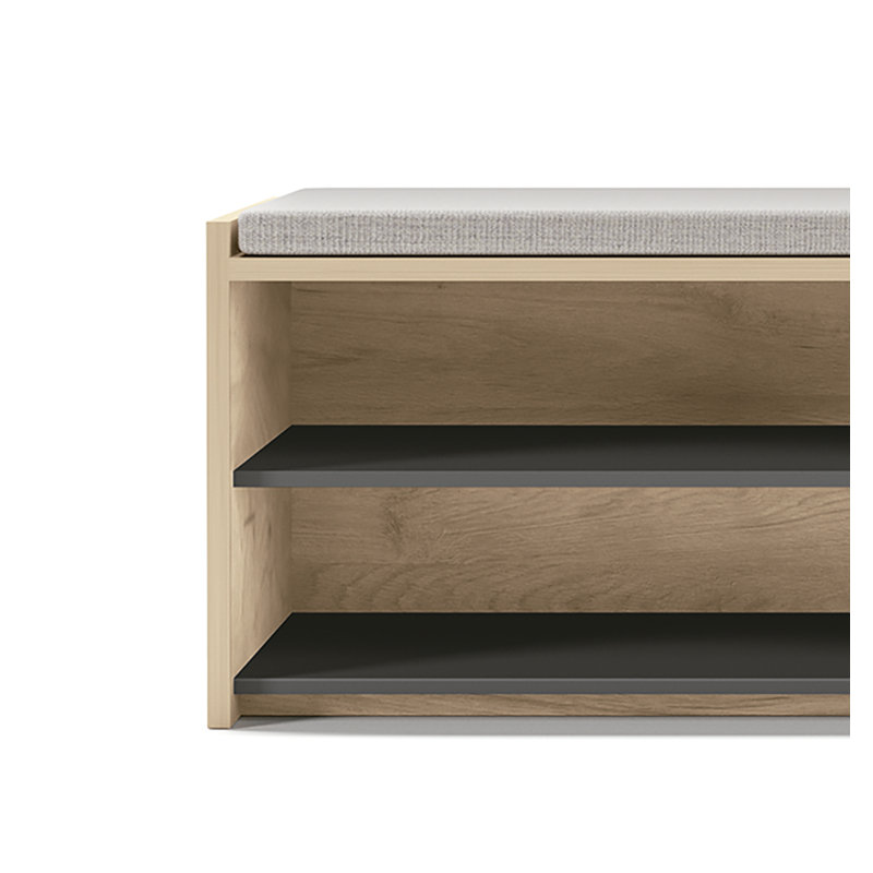 10 Pair Shoe Storage Bench, Light oak/graphite
