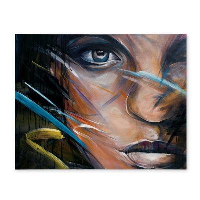 Bohemian Figurative Blue Polyester Placemat - Colorful Woman Face