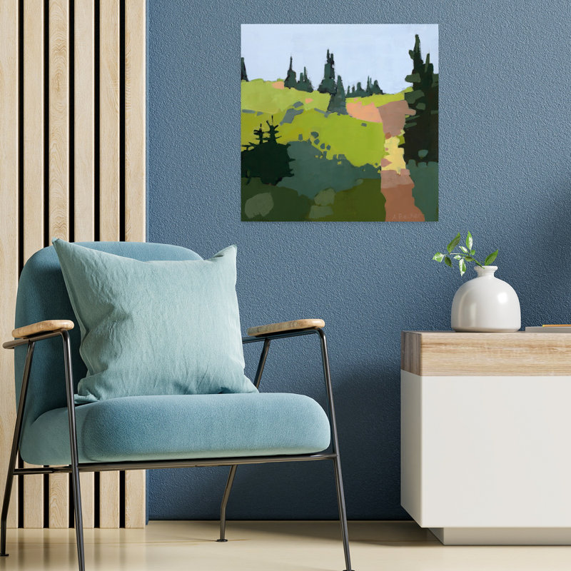 Sentier vers le haut, paysage contemporain abstrait, art naturel, H 18 po x l 18 po