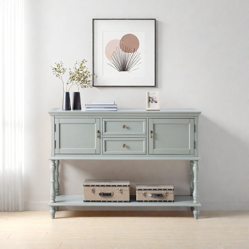 Console Retro, Vert grisâtre, H 35,43 po x l 47,24 po x P 15,75 po