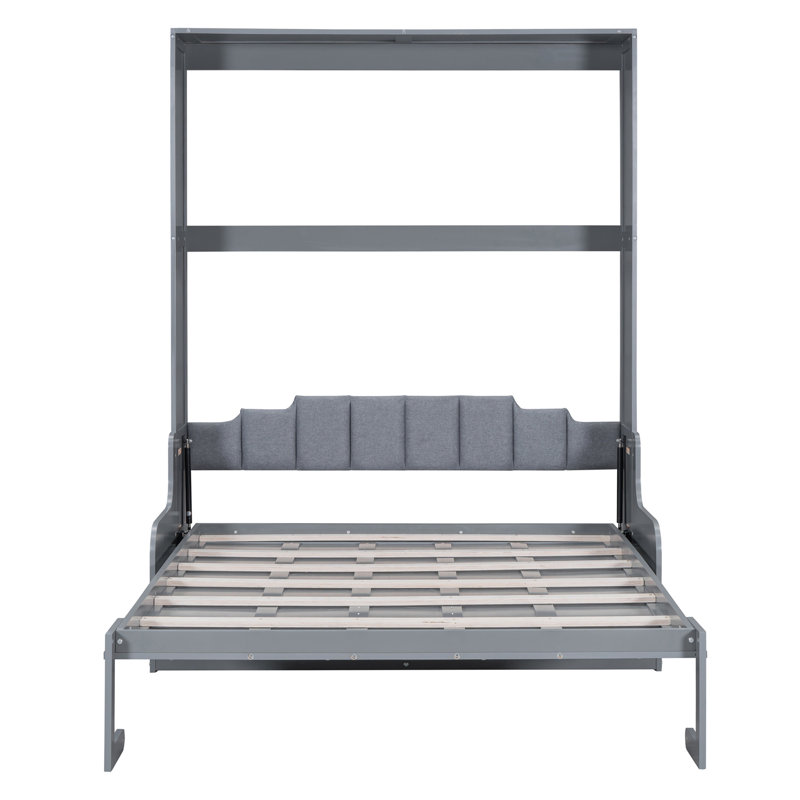 Grand lit escamotable mural avec coussin, Gris