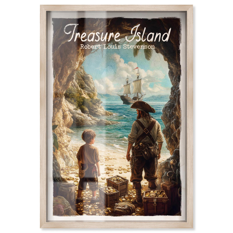 «Treasure Island Classic Shadowbox Print» par Art Remedy, H 16 po x l 11 po, Crème, crème