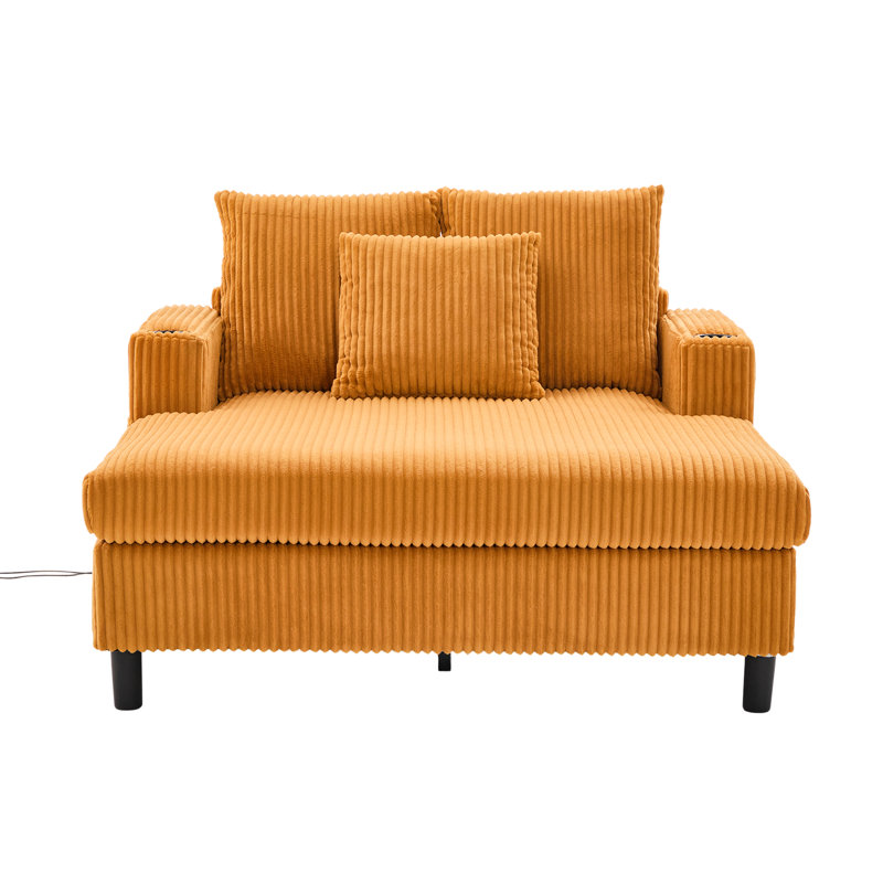 Fauteuil inclinable Smart Velours côtelé avec double charge, température de 7 couleurs et fauteuil confortable confortable avec porte-gobelet, Type-c, système de contrôle