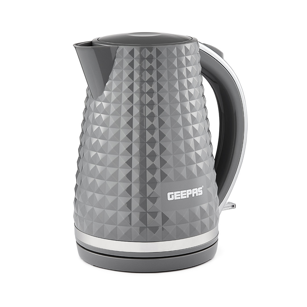 GEEPAS Argyle 1.7L Cordless Electric Kettle | Textured Kettle with 360° Rotational Base & Concealed Heating | Auto Shut Off Boil Dry Sensor | Space Sa