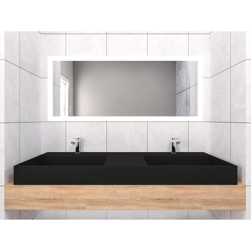 60" Rectangular Vessel Bathroom Sink, Black