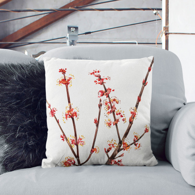 Red Maple Square Throw Cushion, 55cm H x 55cm W x 20cm D