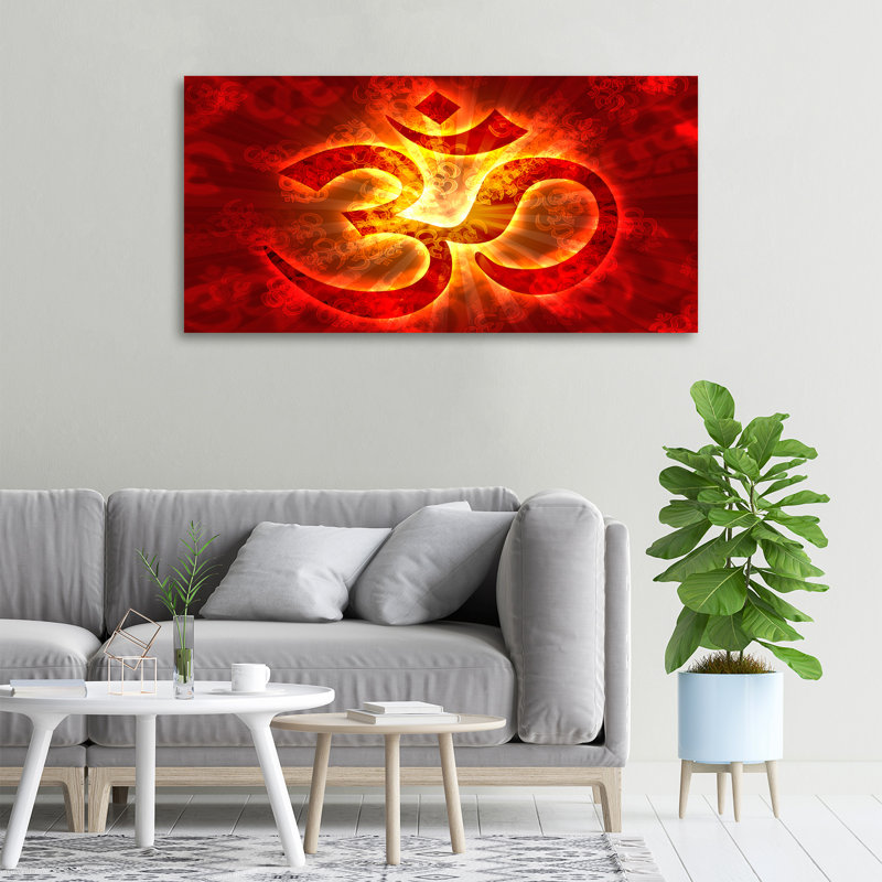 A Burning Om Sign - Wrapped Canvas Print
