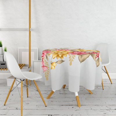 Elegant Round Tablecloth, 100% Polyester, 63.0 inches Diameter | 3D Printed Design, Machine Washable at 86°F | Perfect for Dining Room, Weddings & Special Occasions, Durable and Stylish Decoration
