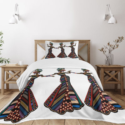 Ambesonne African Bedspread Native Costumes Multicolor