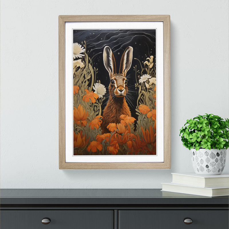 Hare Tachisme - Single Picture Frame Print on Wood