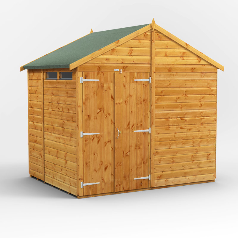 Powersheds Timber Tongue & Groove Security Apex Garden Shed, Double Doors