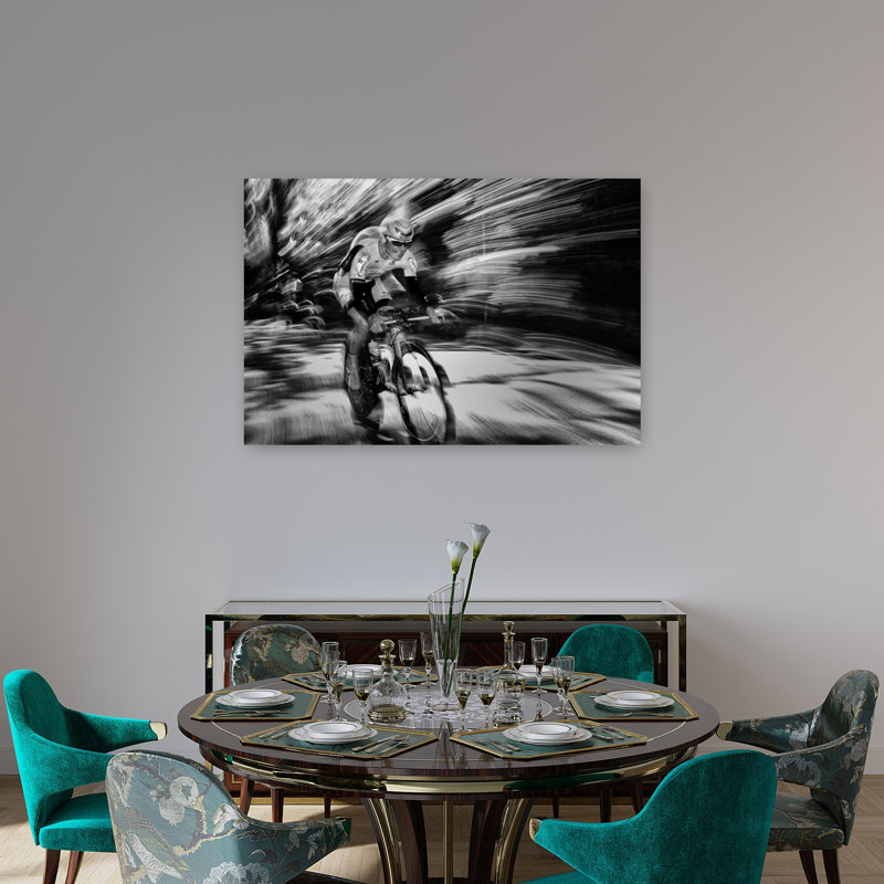 «Speeding Cyclist Motion Energetic», reproduction d'art murale contemporaine, 32" H x 48" W