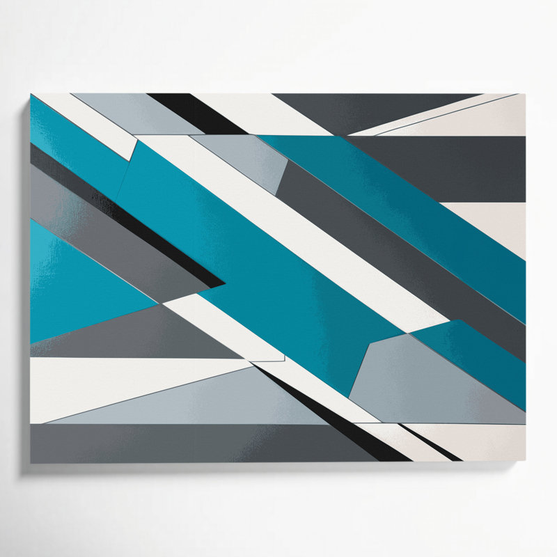 «Hard Edge 92», art mural sur toile bleue, H 11 po x l 14 po