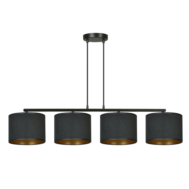 Eamie 4 - Light Kitchen Island Drum Pendant, Black