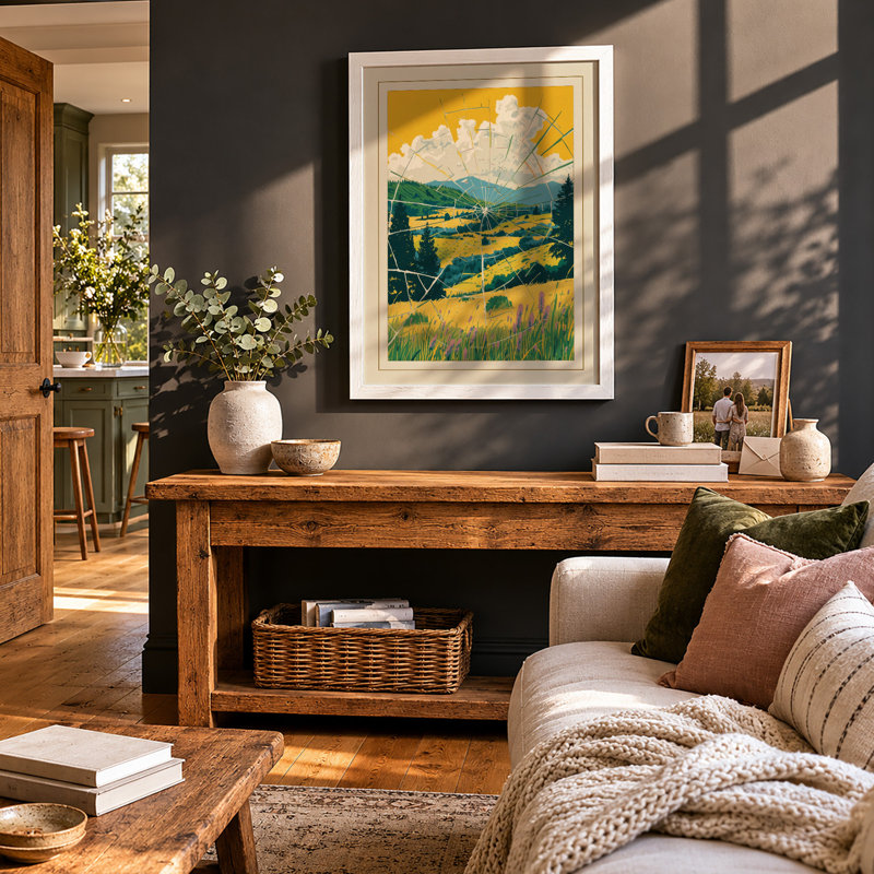 Golden Valley Fields Rustic - Print, A3 - 42.0 x 29.7 cm, White