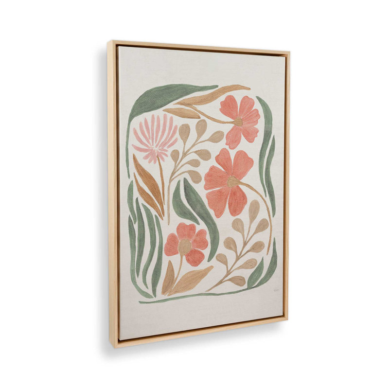 Coral Florals I, reproduction sur toile dans un cadre, H 30,75 po x l 20,75 po, Érable américain