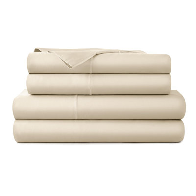 Draps 100% coton biologique pleine grandeur - Draps certifiés biologiques GOTS avec poches profondes et tissage en satin de coton respirant et confortable qui s'assouplit à chaque lavage - Ensemble de luxe 4 pièces (dune, double)