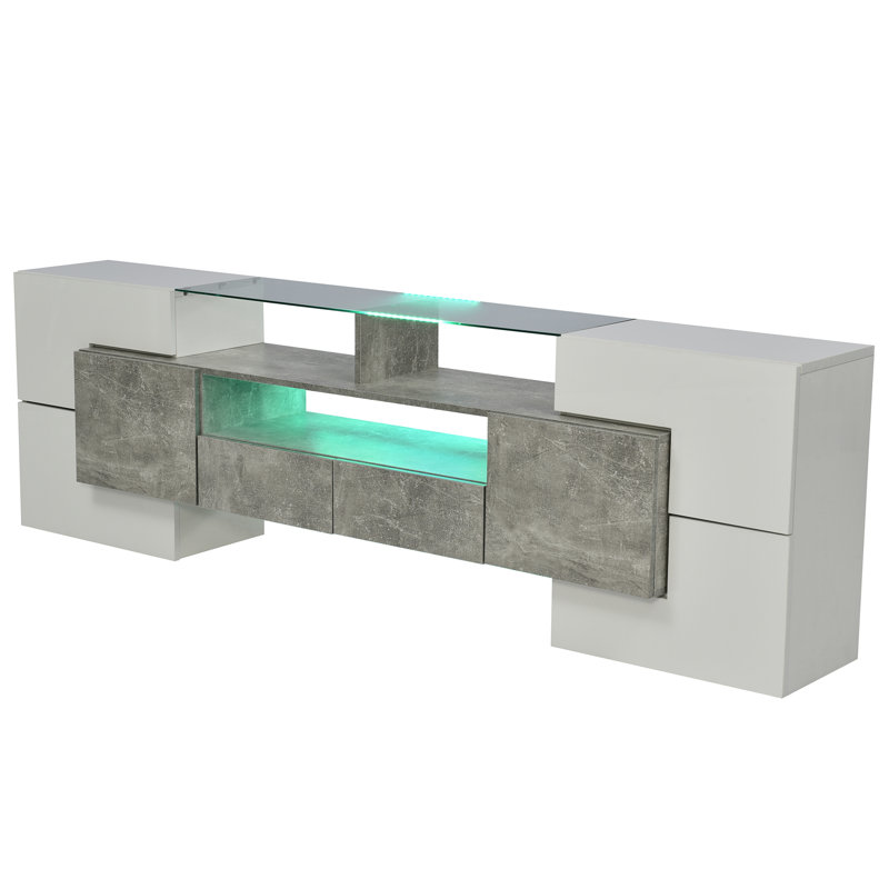 Cevahir Unfinished TV Stand for TVs up to 88", Grey/White