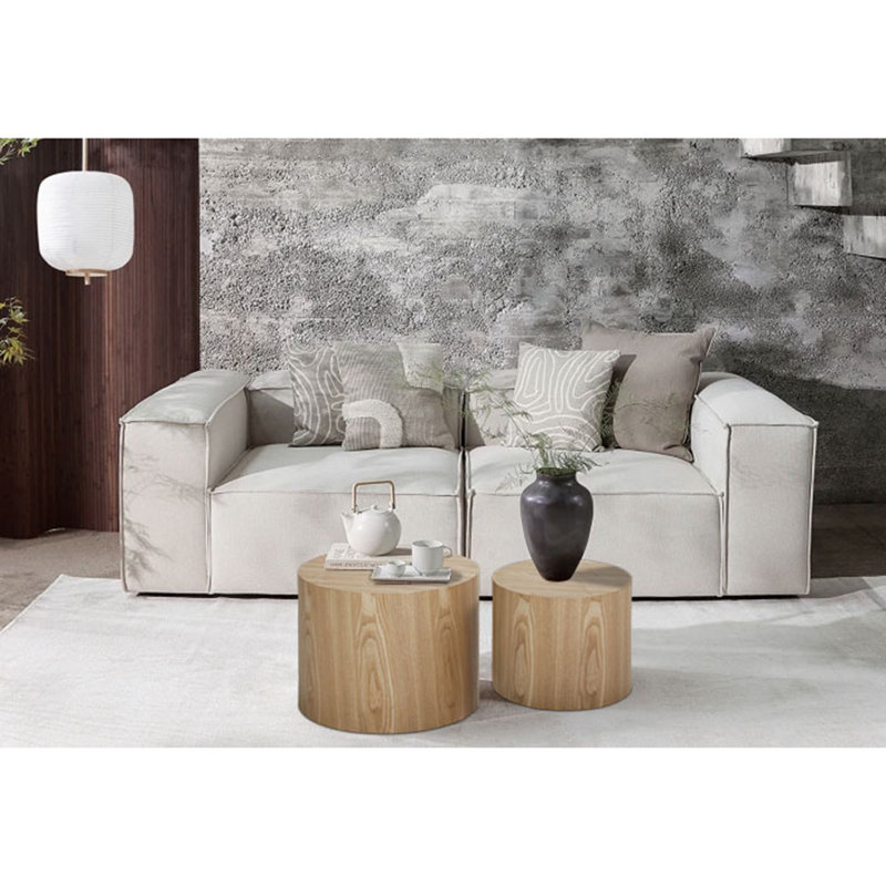 side table/coffee table/end table/nesting table set of 2 with veneer, Oak