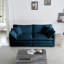 Canapé bleu en chenille pour le salon, 2 avec 4 coussins, fabrication en bois, revêtement confortable dans la chambre, structure solide à 2 sièges, style élégant