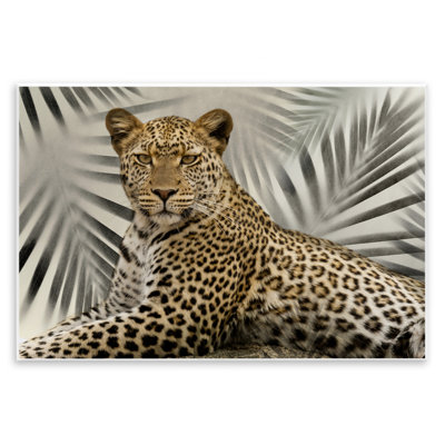 Ba-308-Wood " Leopard With Palm Fronds " by Danita Delimont