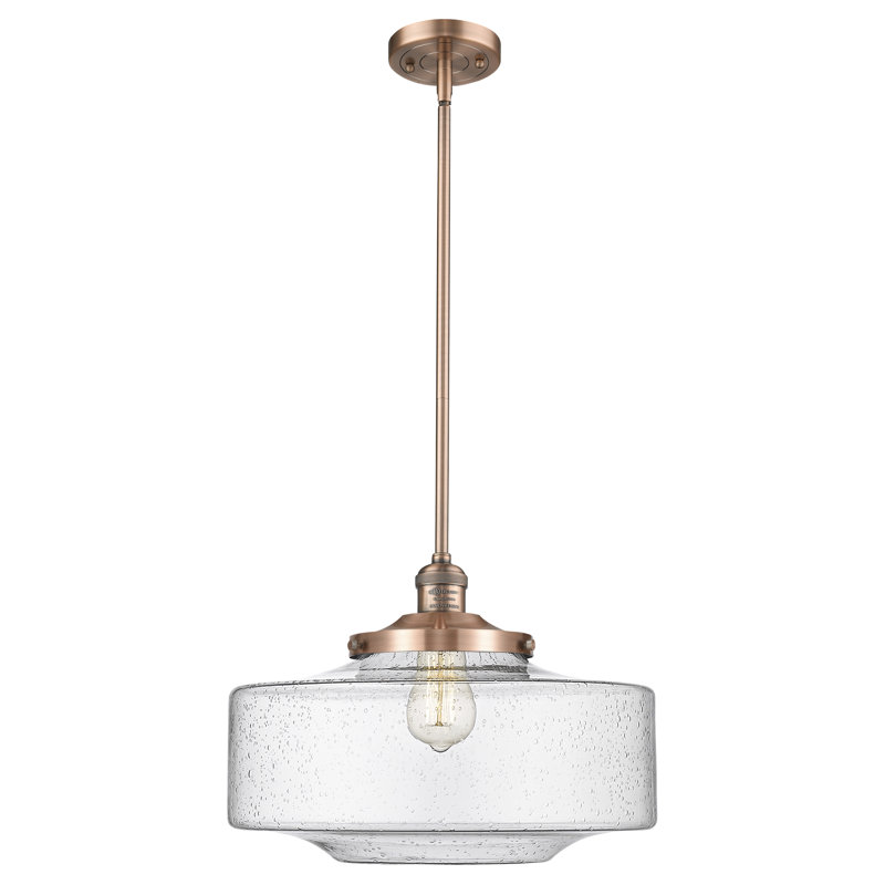 Mini-luminaire suspendu à tige lumineuse 12 po Franklin Restoration - Lainee - ampoule non incluse - finition bronze frotté