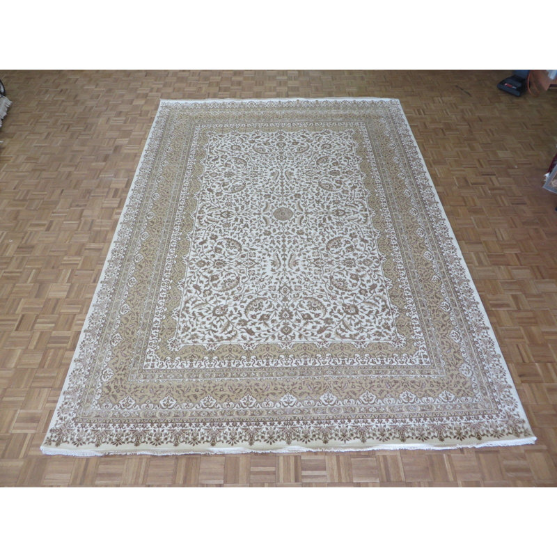 Tapis de surface ivoire 10 pi 1 po x 14 pi 1 po one-of-kind noué la Paden