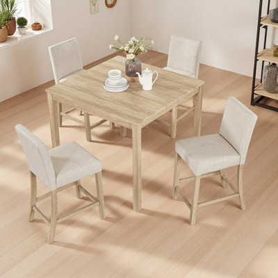 Ensemble de table à hauteur de comptoir 5 pièces Solid Classic avec 4 chaises, ensemble de table à hauteur de comptoir pour 4 avec chaises, ensemble de table à hauteur de comptoir en bois pour la cuisine, la salle à manger