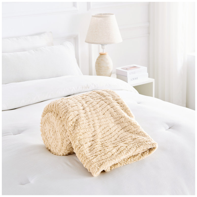 Ardith Standard Throw Blanket, Natural, 200cm W x 240cm L