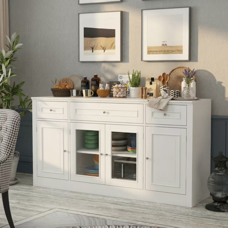 Yovanny 4-Door 3-Drawer Dining Sideboard Buffet Cabinet