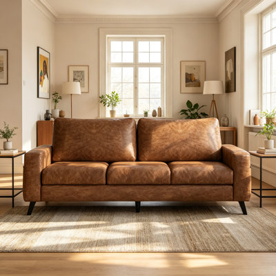 3 Seater Faux Leather Sofa