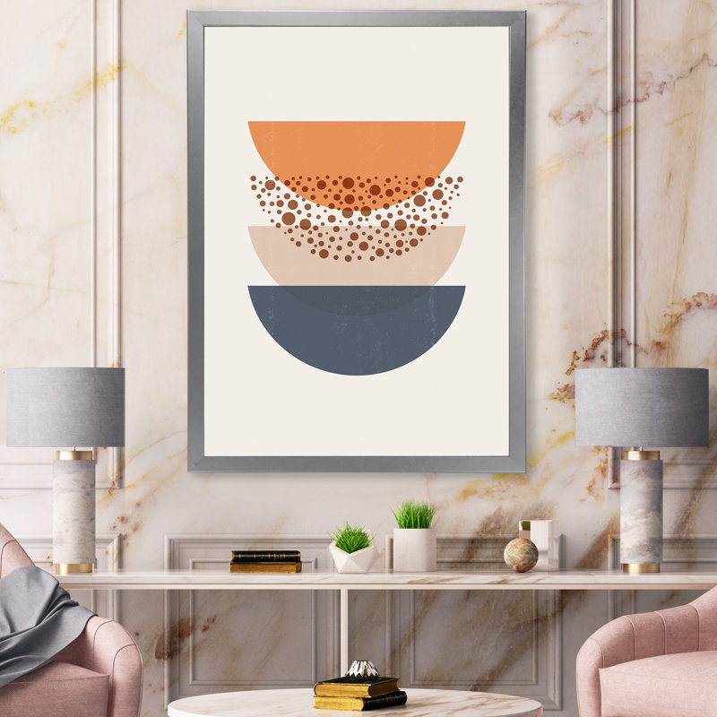«Abstract Sun and Moon Geometrics in Blue and Orange», impression sur toile, H 32 po x l 16 po x P 1,5 po